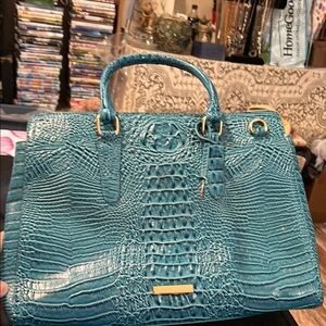 Teal Crocodile Embossed Women's Bag